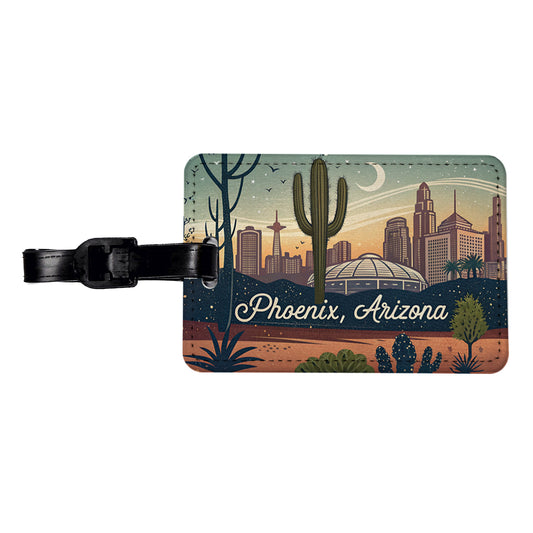 Phoenix, Arizona AZ Travel City State Stamp Travel Faux Leather Luggage Tag