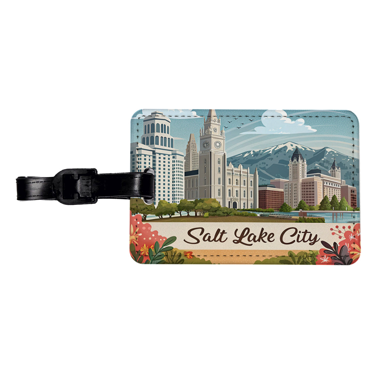 Salt Lake City, Utah UT Travel City State Stamp Travel Faux Leather Luggage Tag