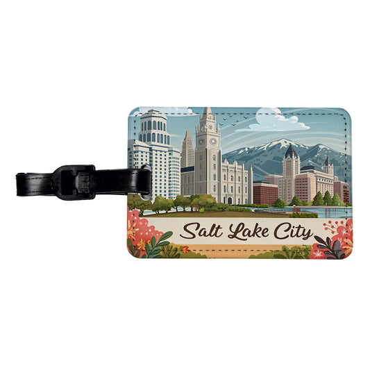 Salt Lake City, Utah UT Travel City State Stamp Travel Faux Leather Luggage Tag