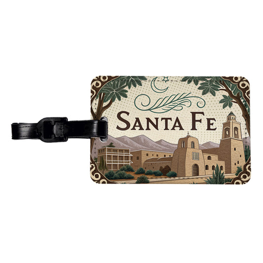 Santa Fe, New Mexico NM Travel City State Stamp Travel Faux Leather Luggage Tag