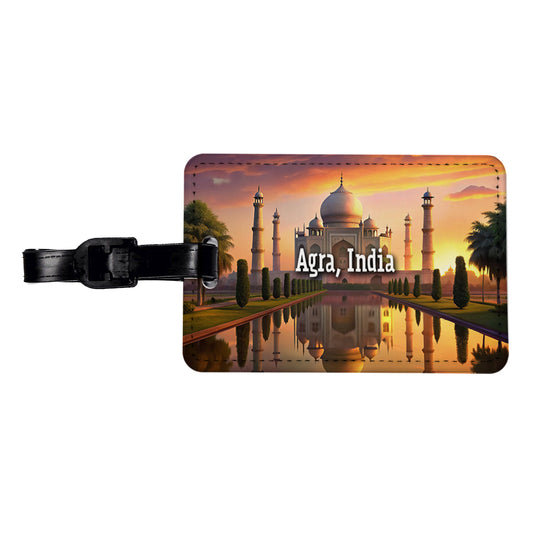 Agra, India Travel City Country Stamp Travel Faux Leather Luggage Tag
