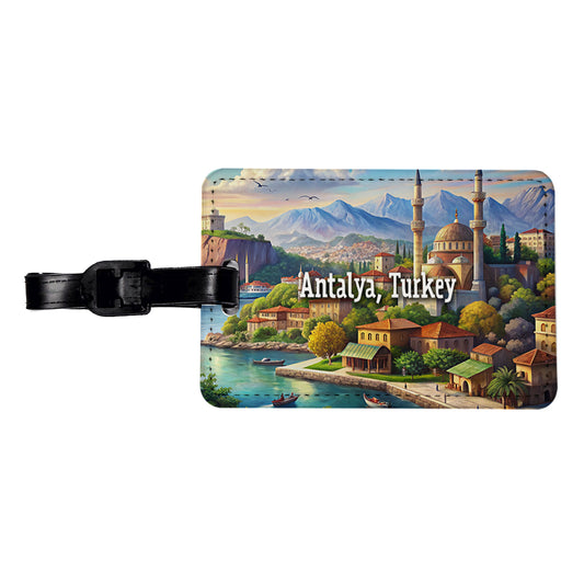 Antalya, Turkey Travel City Country Stamp Travel Faux Leather Luggage Tag