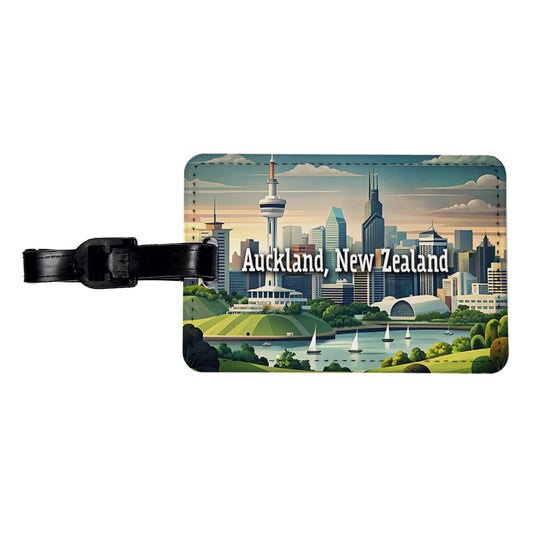 Auckland, New Zealand Travel City Country Stamp Travel Faux Leather Luggage Tag