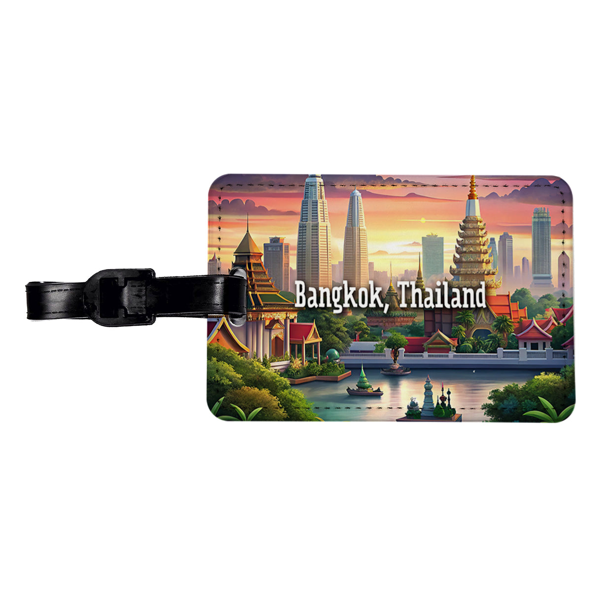 Bangkok, Thailand Travel City Country Stamp Travel Faux Leather Luggage Tag