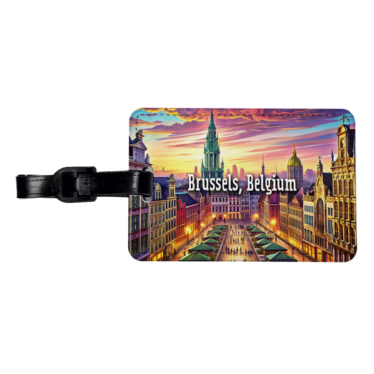 Brussels, Belgium Travel City Country Stamp Travel Faux Leather Luggage Tag