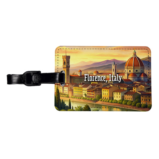 Florence, Italy Travel City Country Stamp Travel Faux Leather Luggage Tag