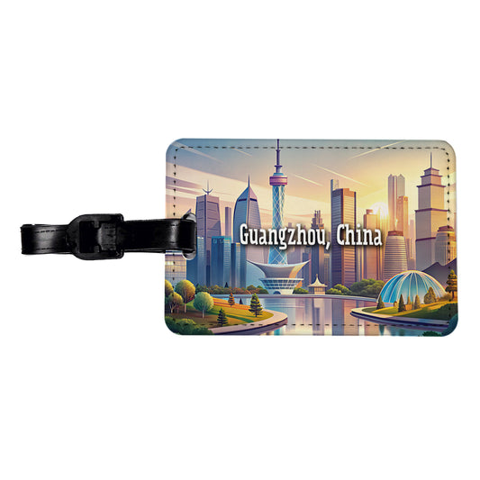 Guangzhou, China Travel City Country Stamp Travel Faux Leather Luggage Tag