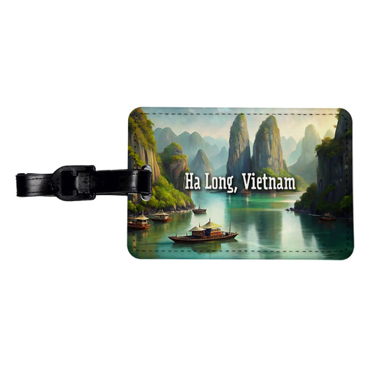 Ha Long, Vietnam Travel City Country Stamp Travel Faux Leather Luggage Tag