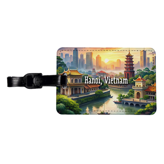 Hanoi, Vietnam Travel City Country Stamp Travel Faux Leather Luggage Tag
