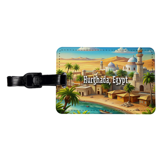 Hurghada, Egypt Travel City Country Stamp Travel Faux Leather Luggage Tag