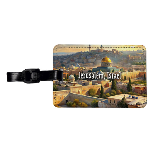 Jerusalem, Israel Travel City Country Stamp Travel Faux Leather Luggage Tag