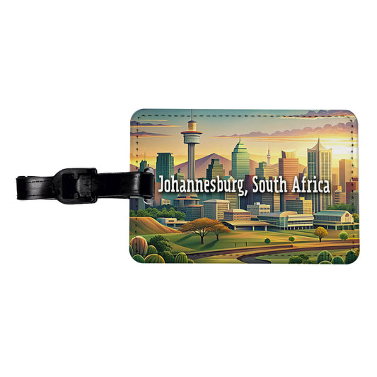 Johannesburg, South Africa Travel City Country Stamp Travel Faux Leather Luggage Tag