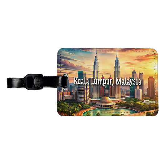 Kuala Lumpur, Malaysia Travel City Country Stamp Travel Faux Leather Luggage Tag