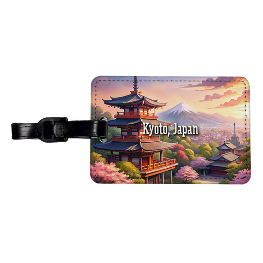 Kyoto, Japan Travel City Country Stamp Travel Faux Leather Luggage Tag