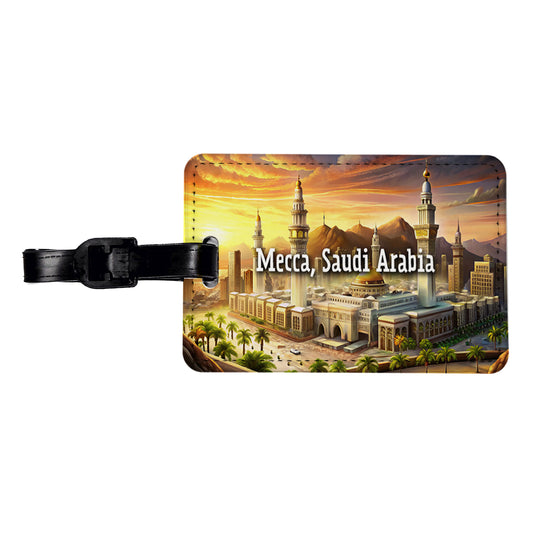 Mecca, Saudi Arabia Travel City Country Stamp Travel Faux Leather Luggage Tag