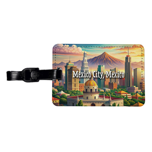 Mexico City, Mexico Travel City Country Stamp Travel Faux Leather Luggage Tag