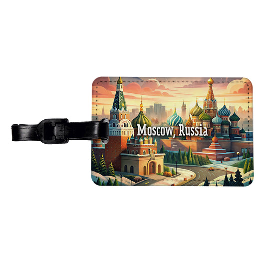 Moscow, Russia Travel City Country Stamp Travel Faux Leather Luggage Tag
