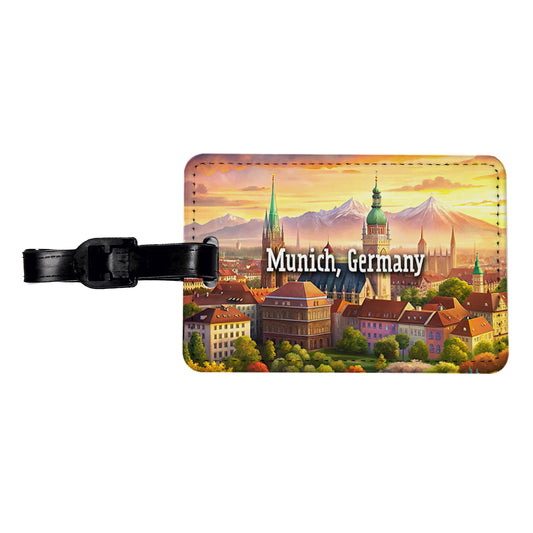 Munich, Germany Travel City Country Stamp Travel Faux Leather Luggage Tag