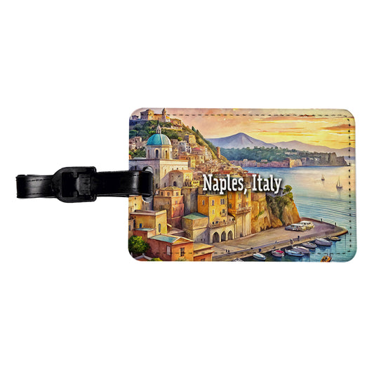 Naples, Italy Travel City Country Stamp Travel Faux Leather Luggage Tag