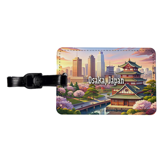 Osaka, Japan Travel City Country Stamp Travel Faux Leather Luggage Tag