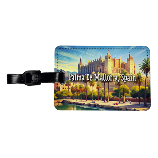 Palma De Mallorca, Spain Travel City Country Stamp Travel Faux Leather Luggage Tag