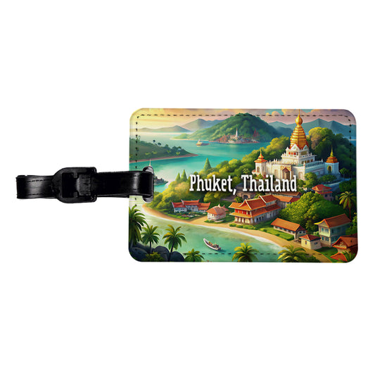 Phuket, Thailand Travel City Country Stamp Travel Faux Leather Luggage Tag