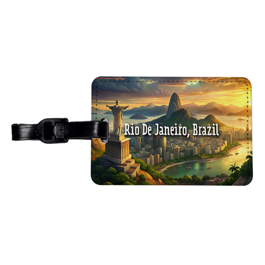 Rio De Janeiro, Brazil Travel City Country Stamp Travel Faux Leather Luggage Tag