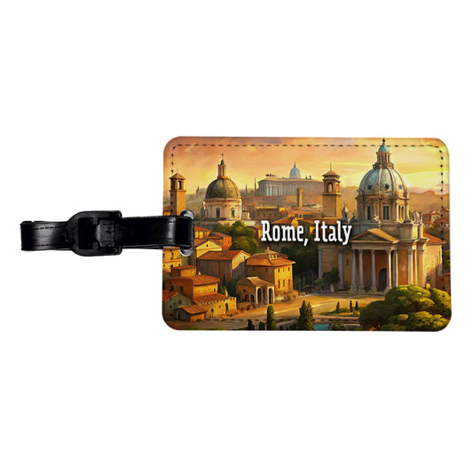 Rome, Italy Travel City Country Stamp Travel Faux Leather Luggage Tag