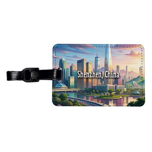 Shenzhen, China Travel City Country Stamp Travel Faux Leather Luggage Tag