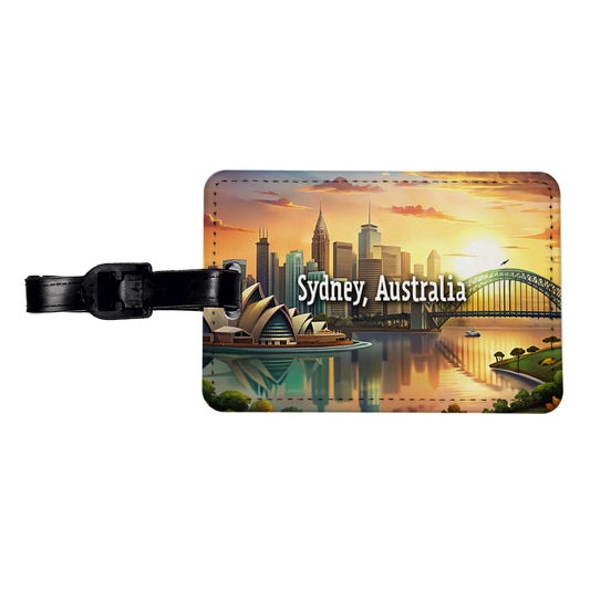 Sydney, Australia Travel City Country Stamp Travel Faux Leather Luggage Tag