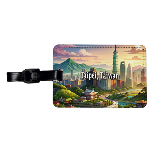Taipei, Taiwan Travel City Country Stamp Travel Faux Leather Luggage Tag