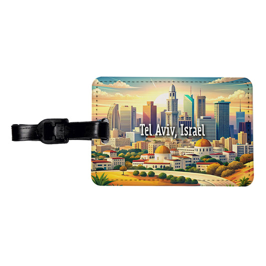Tel Aviv, Israel Travel City Country Stamp Travel Faux Leather Luggage Tag