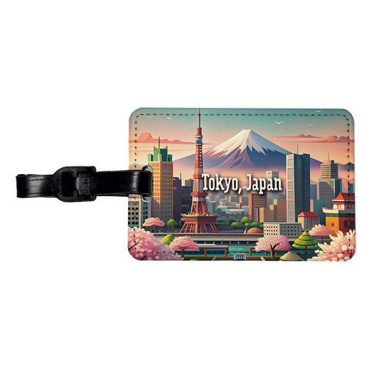 Tokyo, Japan Travel City Country Stamp Travel Faux Leather Luggage Tag