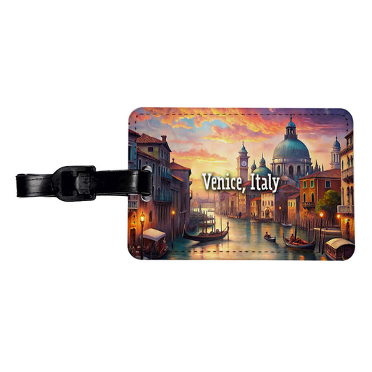 Venice, Italy Travel City Country Stamp Travel Faux Leather Luggage Tag