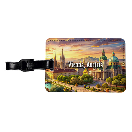 Vienna, Austria Travel City Country Stamp Travel Faux Leather Luggage Tag