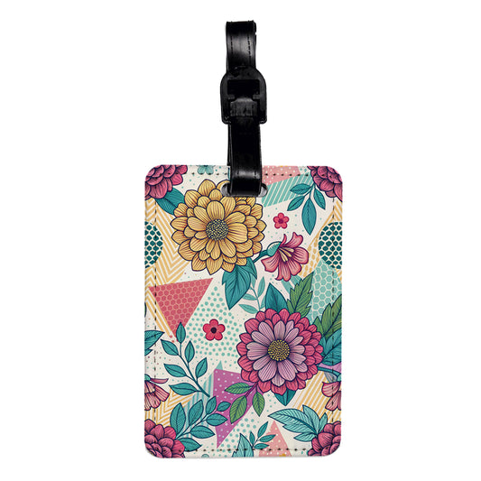 80s Eighties Flowers Floral Travel Faux Leather Luggage Tag