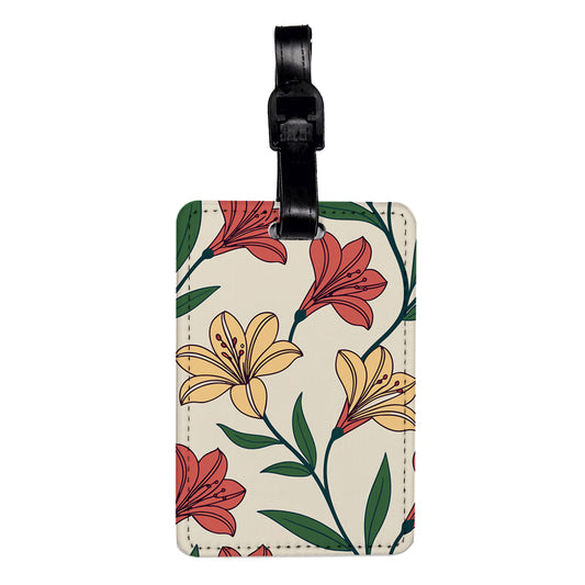 Alstroemeria Flowers Lily of the Incas Sketch Travel Faux Leather Luggage Tag
