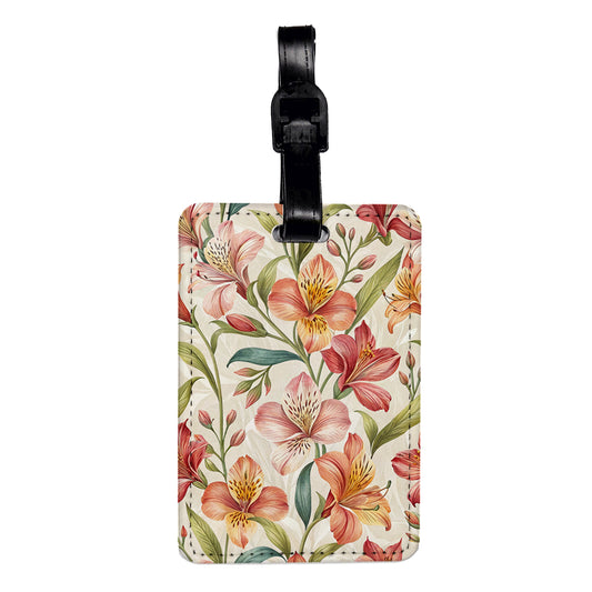 Alstroemeria Flowers Lily of the Incas Travel Faux Leather Luggage Tag