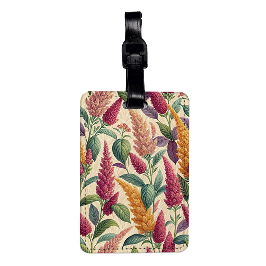 Amaranthus Leaves Flowers Plants Travel Faux Leather Luggage Tag
