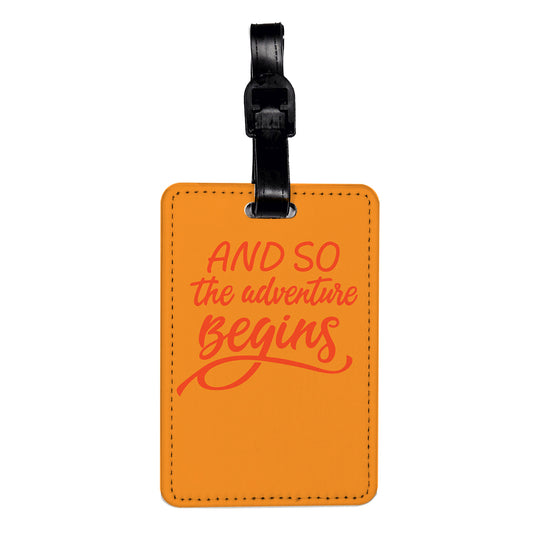 And So The Adventure Begins Orange Travel Faux Leather Luggage Tag