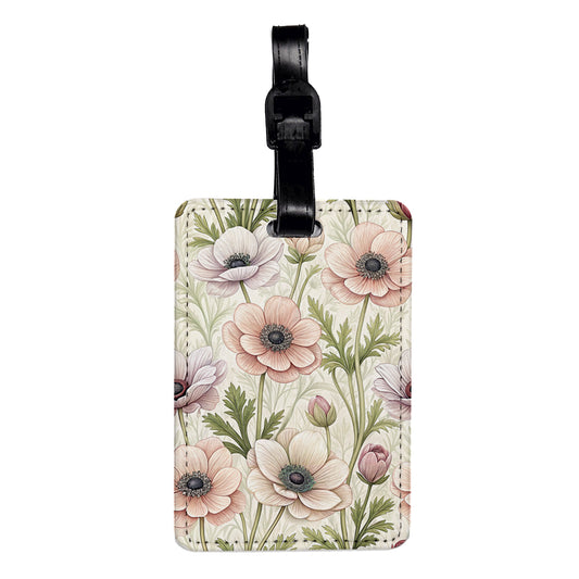 Anemone Buttercup Flowers Travel Faux Leather Luggage Tag