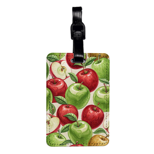 Apples Green Red Fruit Travel Faux Leather Luggage Tag