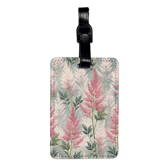 Astilbe Flowers Pink Travel Faux Leather Luggage Tag