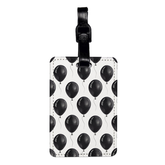 Black Balloons Background Travel Faux Leather Luggage Tag