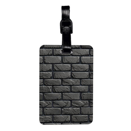 Black Brick Wall Travel Faux Leather Luggage Tag