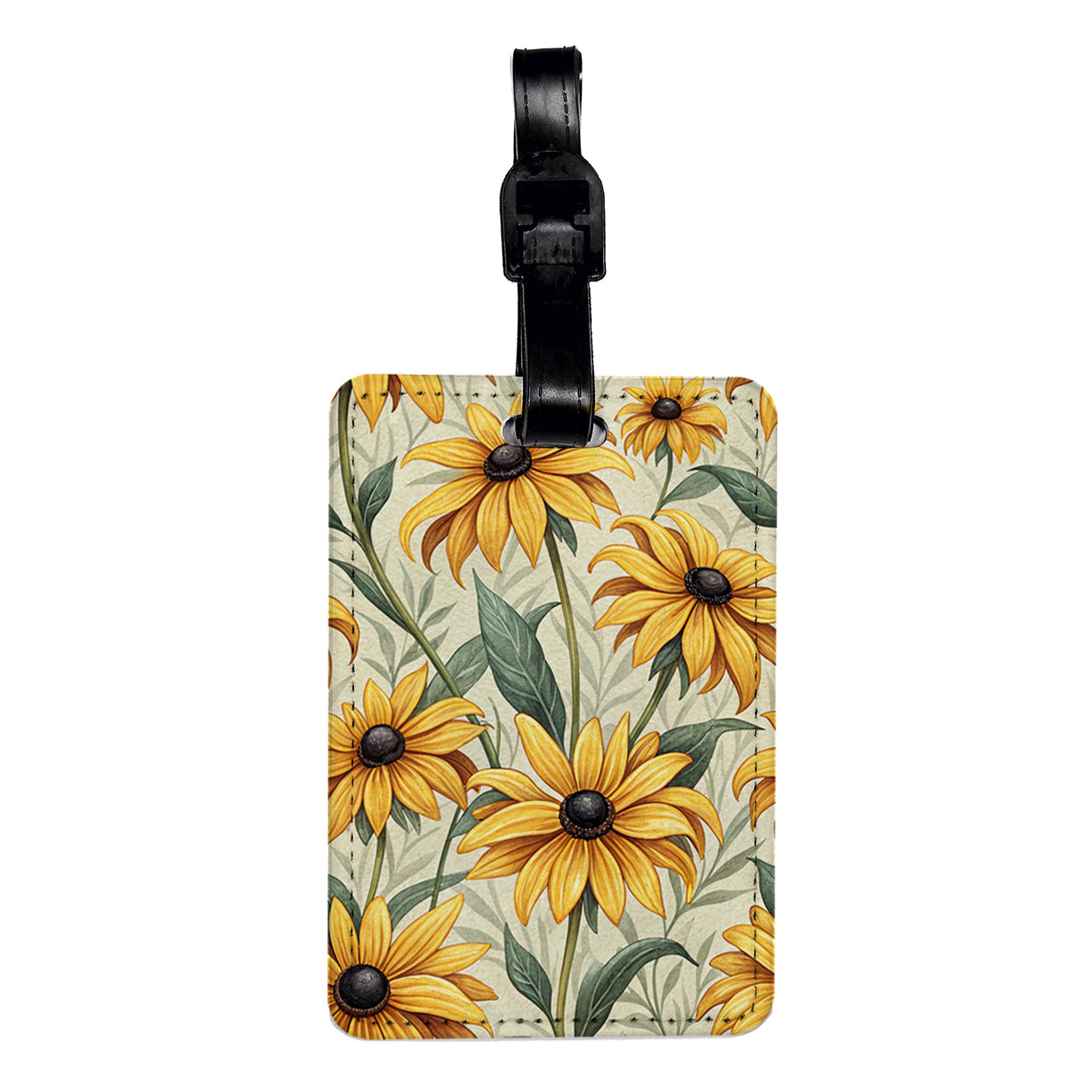Black Eyed Susan Flowers Yellow Travel Faux Leather Luggage Tag