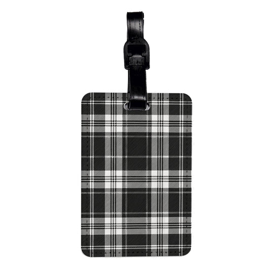 Black Plaid Background Travel Faux Leather Luggage Tag