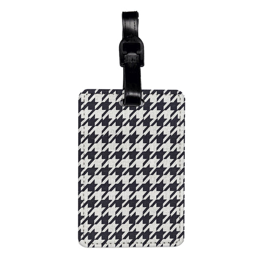 Black White Houndstooth Background Travel Faux Leather Luggage Tag