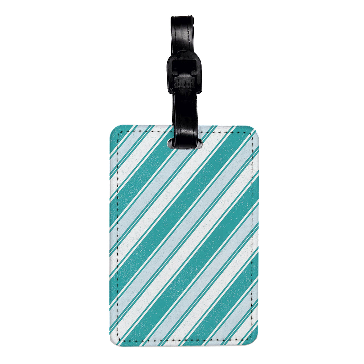 Blue Teal Stripes Background Travel Faux Leather Luggage Tag