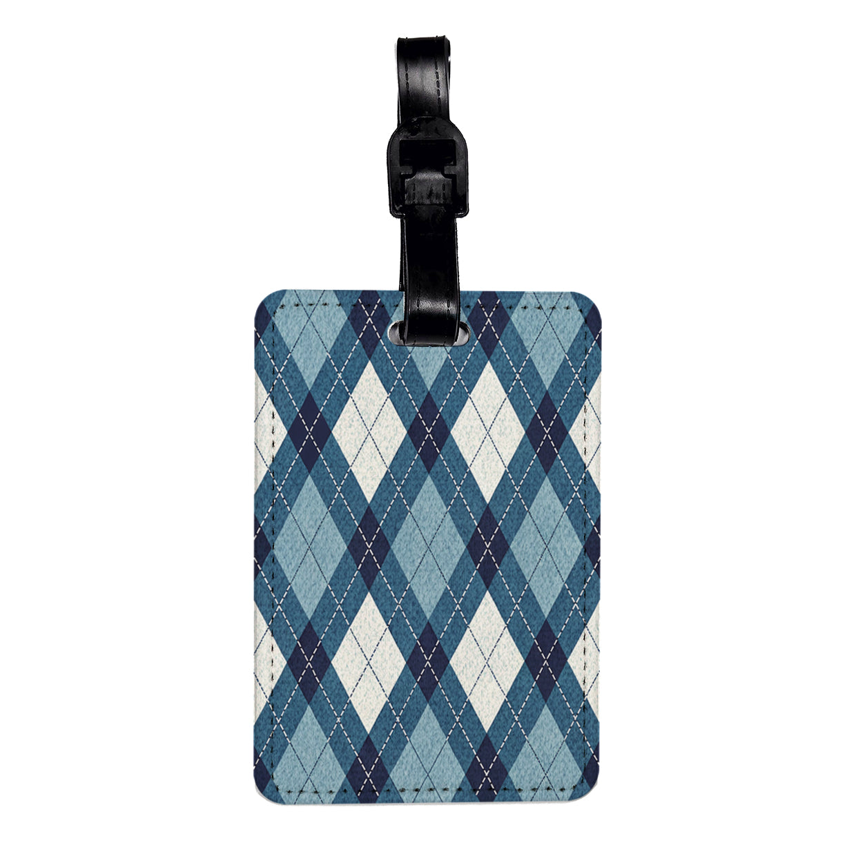 Blue White Argyle Background Travel Faux Leather Luggage Tag